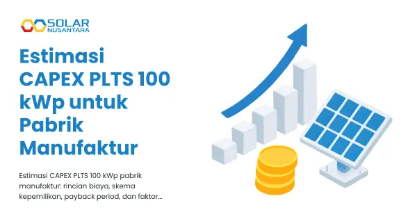 Ilustrasi grafik batang yang naik, tumpukan koin, dan satu panel surya