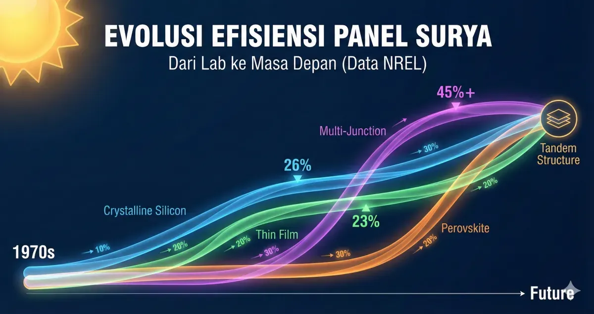 Evolusi Efisiensi Sel Surya Menurut NREL